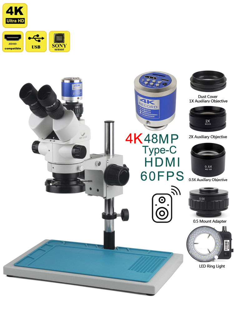 3.5X-90X Simul-Focal Stereo Tr - огляд і ціна Stereo Trinocular Microscope Pcb