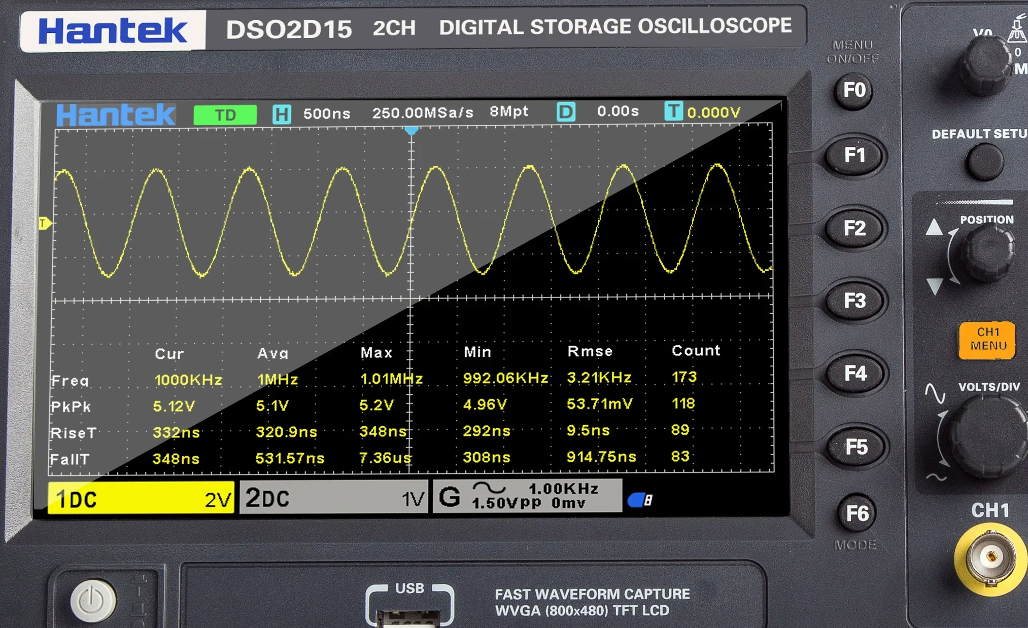 Sensitivity Hantek Signal Gene - огляд і ціна Digital Storage Oscilloscope 100Mhz